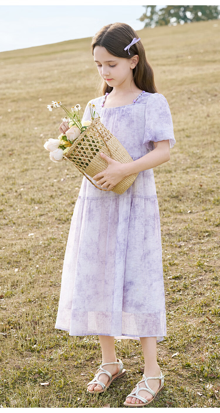 CHANZUIGOU Kids Purple Dress 2026 Spring New Stylish Children's Princess Dress Beach Vacation Dress 19